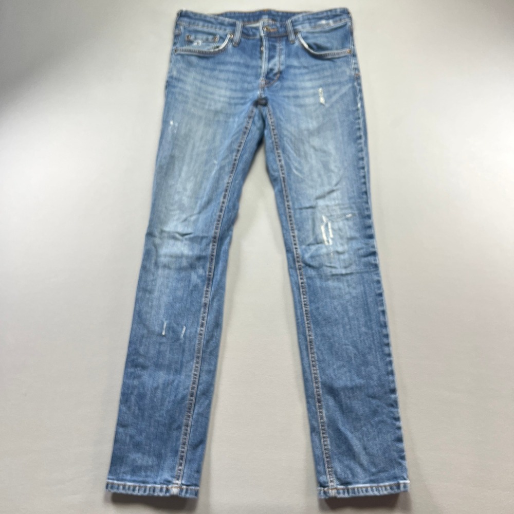 Just Cavalli Skinny Jeans Mens 30 Blue Whisker Denim Medium Wash Distressed